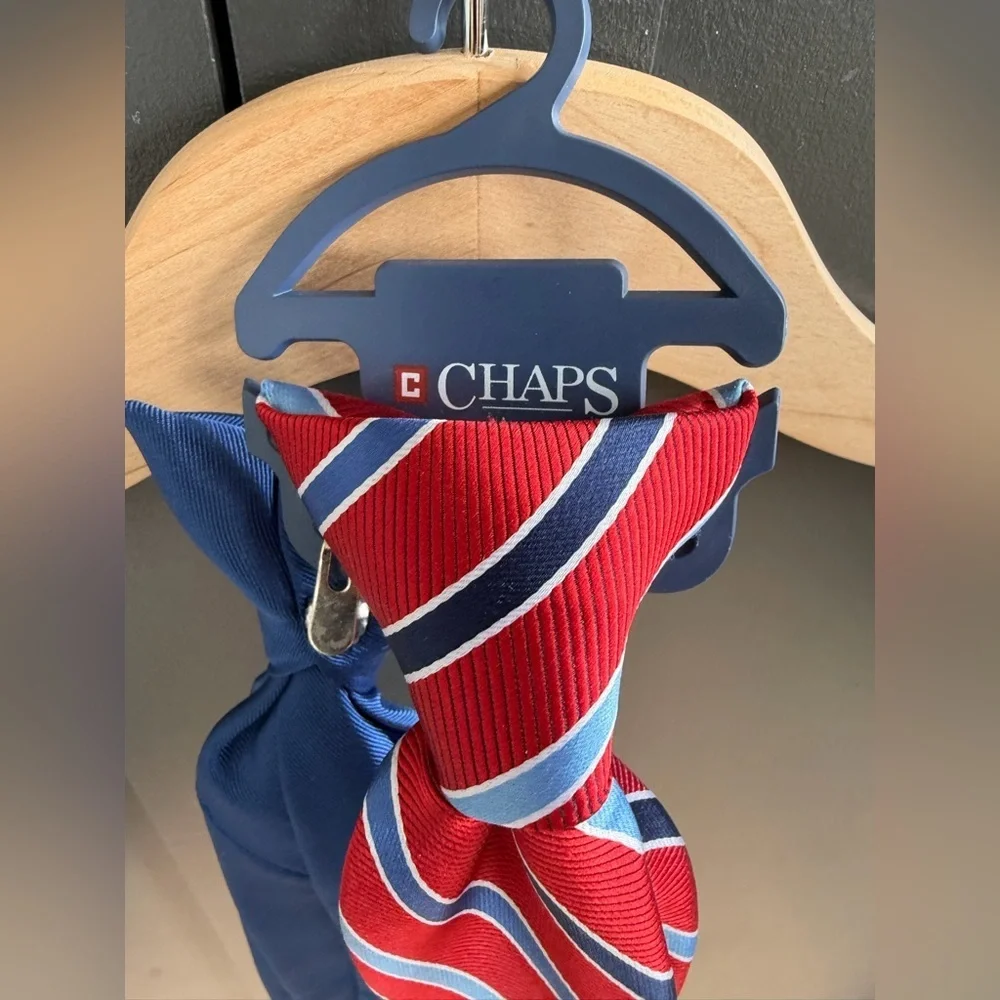 Chaps | set of 2 Ties | Res Stripe and solid clip on | NWT